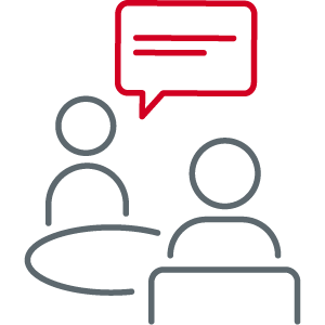 Symbolische Darstellung zweier Menschen beim Gespräch